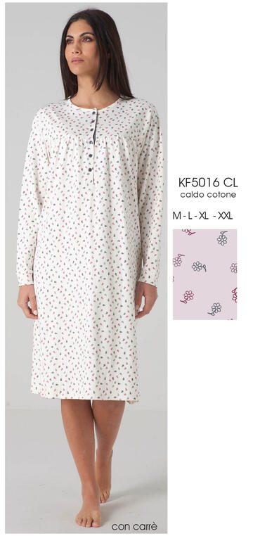 ART. KF5016 CL- camicia notte donna carre' m/l kf5016 cl - Fratelli Parenti